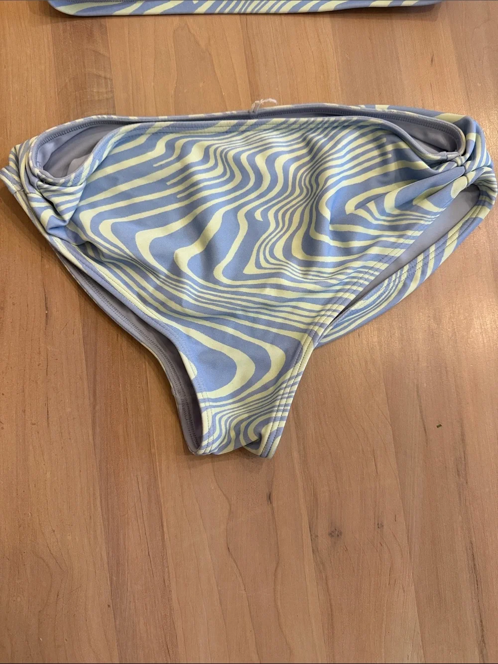 Athleta Girls Swirl-Print Blue and Pale Yellow Bikini Set